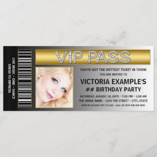 VIP Pass Ticket Style Birthday Party Invitation