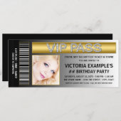VIP Pass Ticket Style Birthday Party Invitation (Front/Back)
