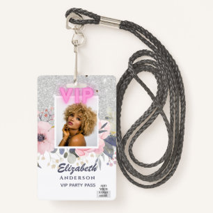 VIP PHOTO ID - Party, Festival, Event GLITTER GLAM Badge