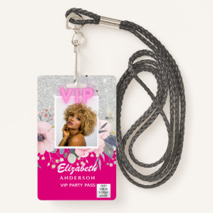 VIP PHOTO ID - Party, Festival, Event GLITTER GLAM Badge
