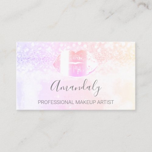 VIP Professional Makeup Artist Lips Ombre Glitter Business Card