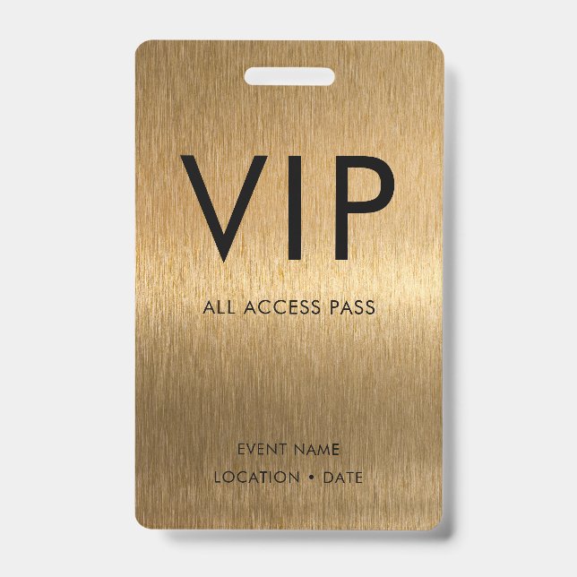 VIP Simple Font on Brushed Bronze Metallic Badge (Front)
