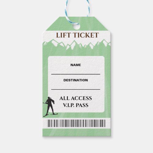 VIP SKI LIFT TICKET Escort Seating Card Sage Gift Tags