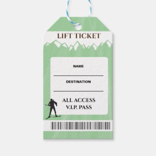 VIP SKI LIFT TICKET Escort Seating Card Sage Gift Tags