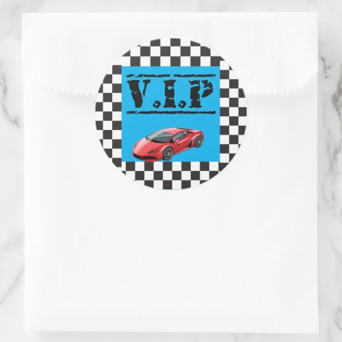 VIP Sticker for Racing Birthday Party Favors