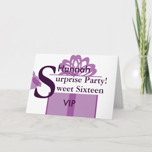 VIP Surprise Party Sweet Sixteen Invitation_Cust Invitation