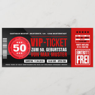 VIP-TICKET invitation cards (red)