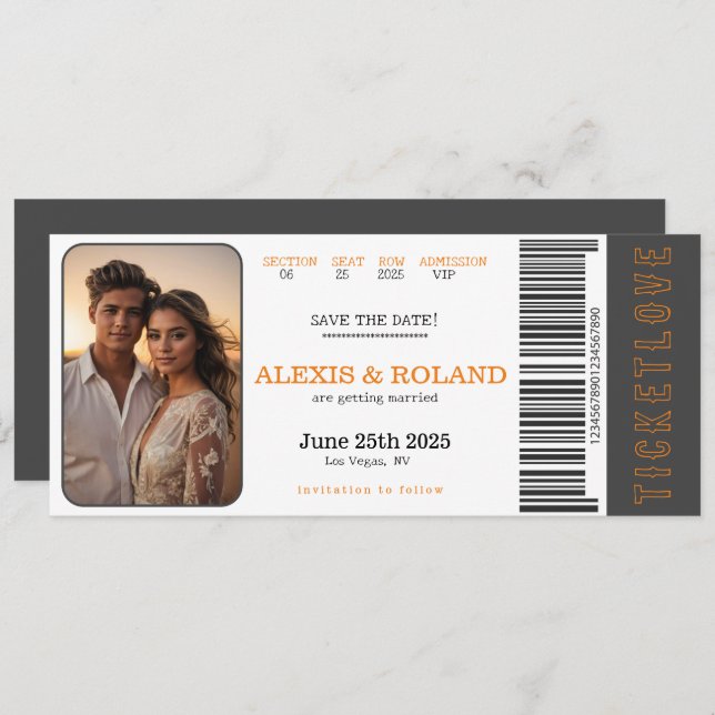 VIP Ticket Photo Save The Date Invitation (Front/Back)