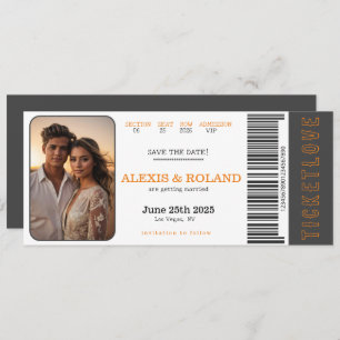 VIP Ticket Photo Save The Date Invitation