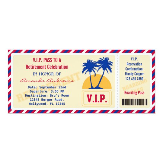 VIP Ticket Retirement Party Invitation | Zazzle.com