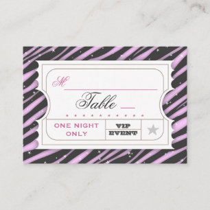 VIP Ticket Zebra Glam Purple Table Seating Cards
