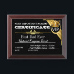 VIP Very Important Parent 2 Award Plaque<br><div class="desc">I'll post various versions of this later today. Simply change the date and names. In the signature area, if you needed space for more children, I added two rows that can be used or deleted. If you only want one name, you might want to use the tools or click ctrl...</div>