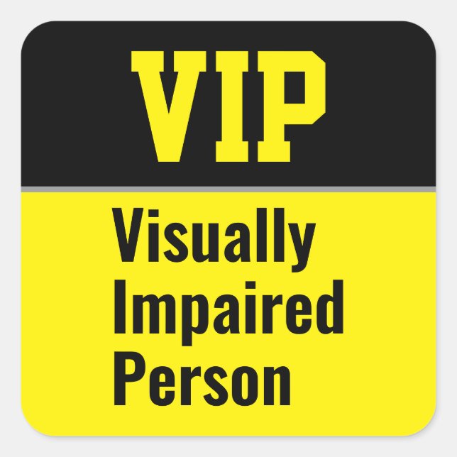 VIP Visually Impaired Person Square Sticker (Front)