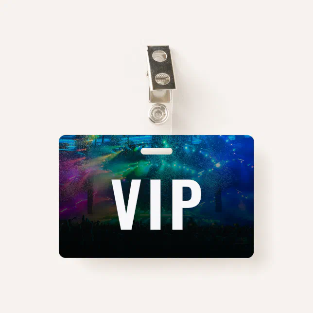 VIP with QR Code and Photo Horizontal ID Badge | Zazzle