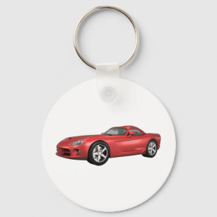 Viper Hard-Top Muscle Car: Red Finish Keychain