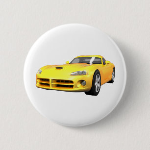 Viper Hard-Top Muscle Car: Yellow Finish: Pinback Button