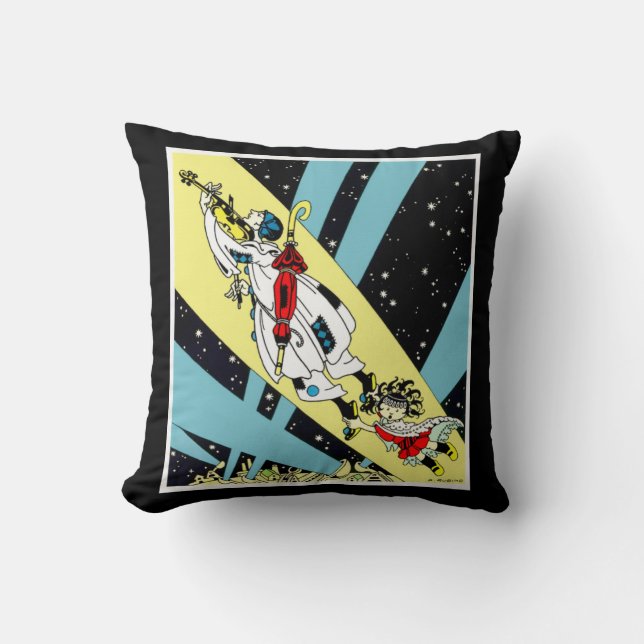 Viperetta Flies to the Moon Throw Pillow (Front)
