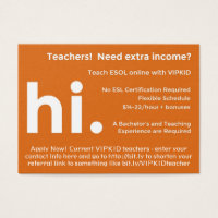 VIPKID Teacher Referral / Recruitment Cards