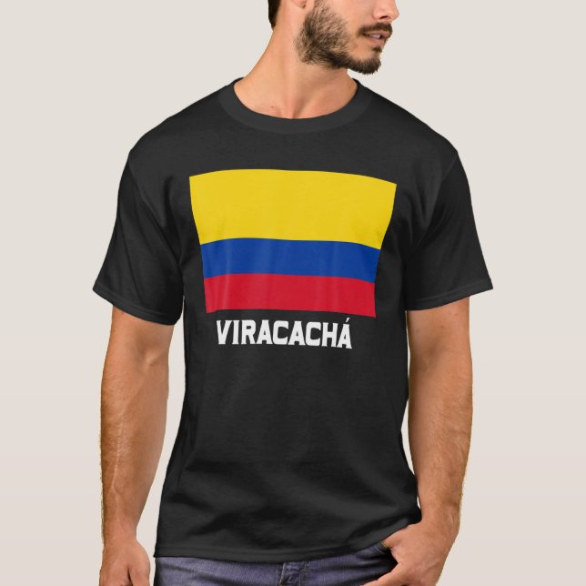 Viracacha Colombia Flag Emblem Escudo Bandera Cres T-Shirt (Front)