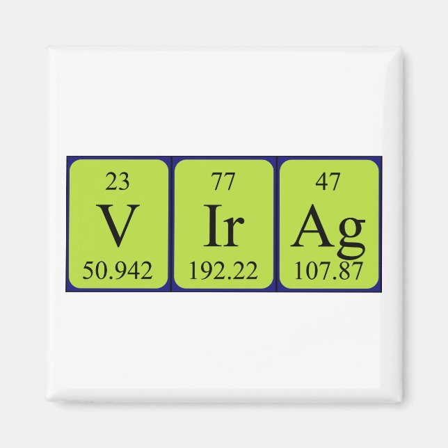 Virág periodic table name magnet (Front)