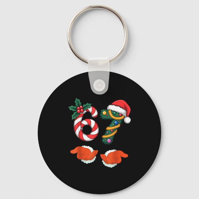Viral 67 Candy Canes Christmas Tree With Hand Holi Keychain (Front)