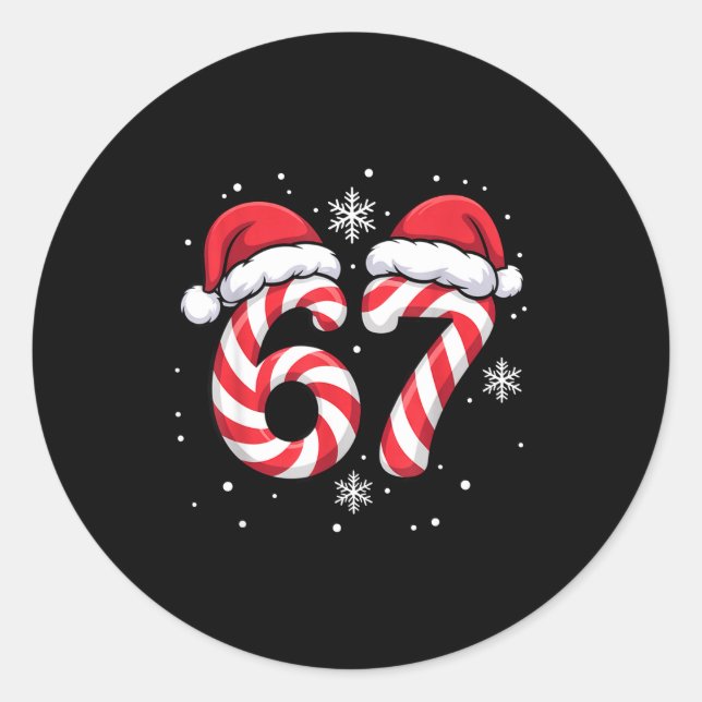Viral 67 Candy Canes Santa Holiday Kids Humor Funn Classic Round Sticker (Front)