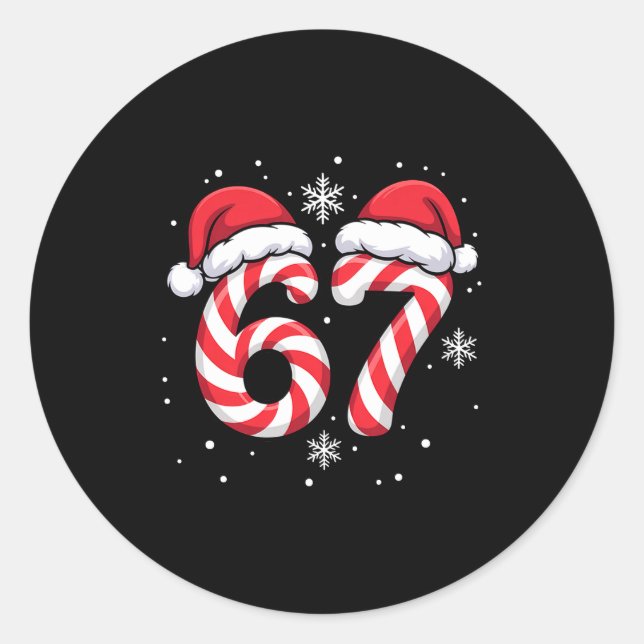 Viral 67 Candy Canes Santa Holiday Kids Humor Funn Classic Round Sticker (Front)