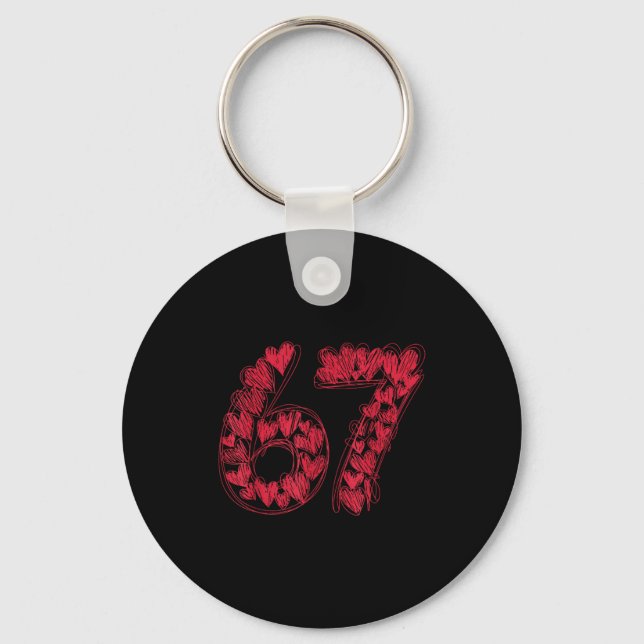 Viral 67 Hand-drawn Hearts Valentine's Day Cute Te Keychain (Front)