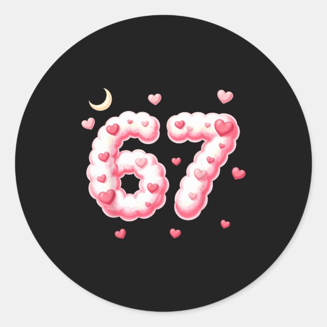 Viral 67 Kawaii Hearts Valentine's Day Girls Humor Classic Round Sticker (Front)
