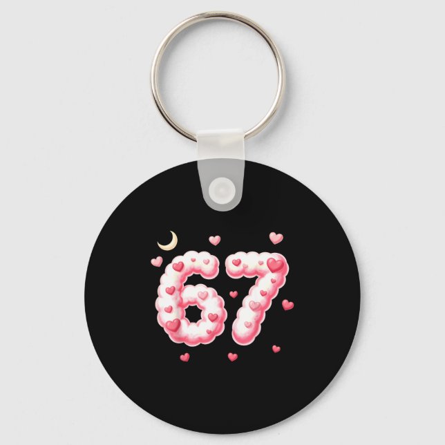 Viral 67 Kawaii Hearts Valentine's Day Girls Humor Keychain (Front)