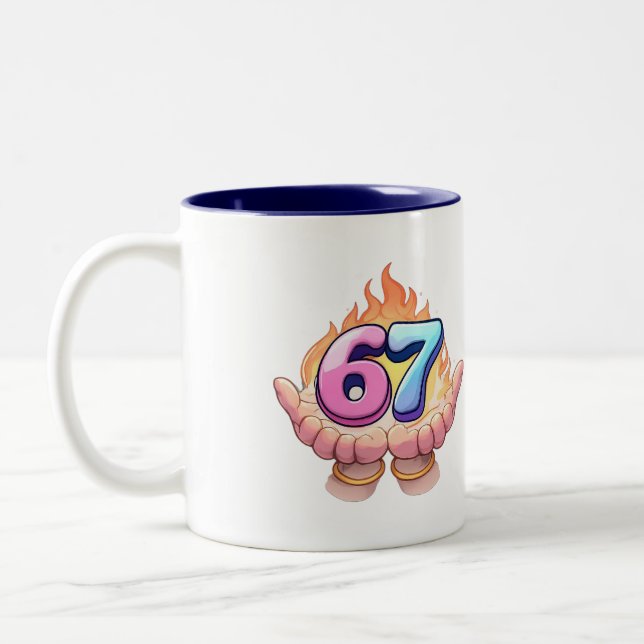 Viral 67 Meme Fire Hands Graphic Trendy Kids Mug (Left)