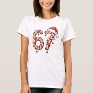Viral Six Seven (6-7) Candy Cane Meme Christmas T-Shirt