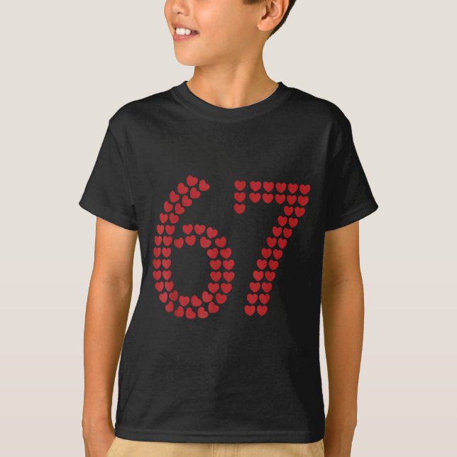 Viral Six Seven Love 67 Hearts Valentine's Day Cli T-Shirt (Front)
