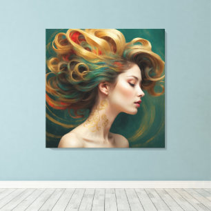 “Virelle” - Opulence in Emerald Waves Canvas Print