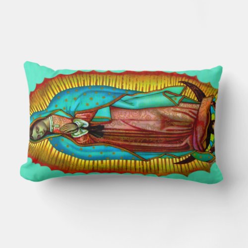 Virgen de Guadalupe Almohada oracion Salve Regina Lumbar Pillow