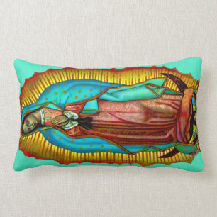 Virgen de Guadalupe Almohada oracion Salve Regina Lumbar Pillow