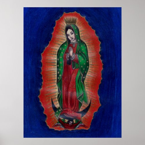Virgen de Guadalupe Colored Pencil Art Poster
