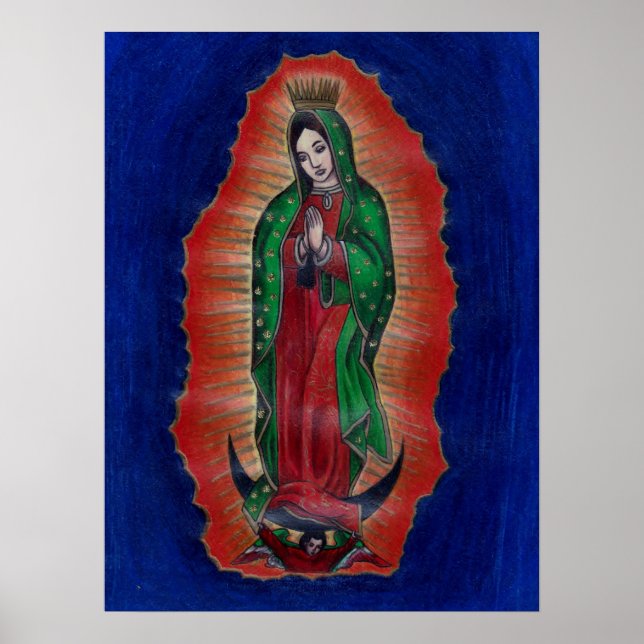 Virgen de Guadalupe Colored Pencil Art Poster (Front)