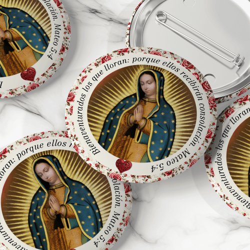 Virgen de Guadalupe Funeral in Loving Memory Button
