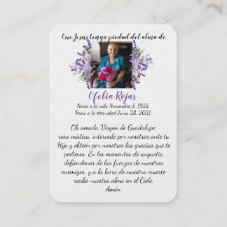 Virgen De Guadalupe Funeral Memorial Card