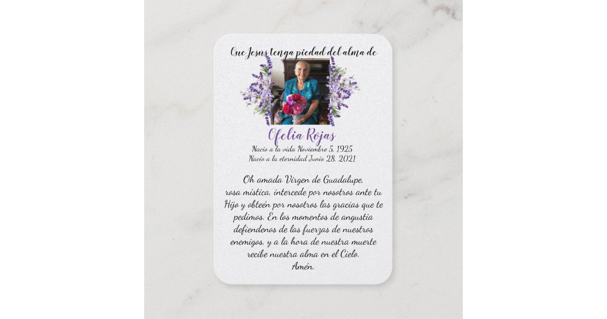 Virgen De Guadalupe Funeral Memorial Card | Zazzle