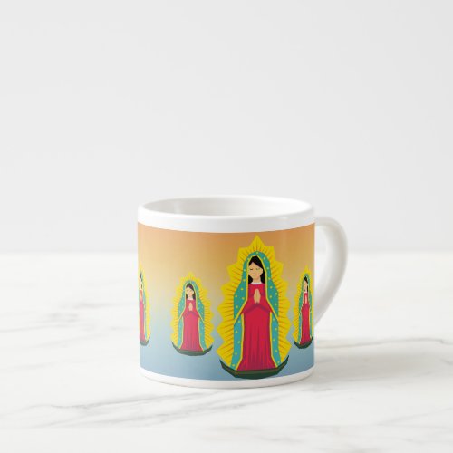 Virgen de Guadalupe Latte Mug Colorful Religious  Espresso Cup