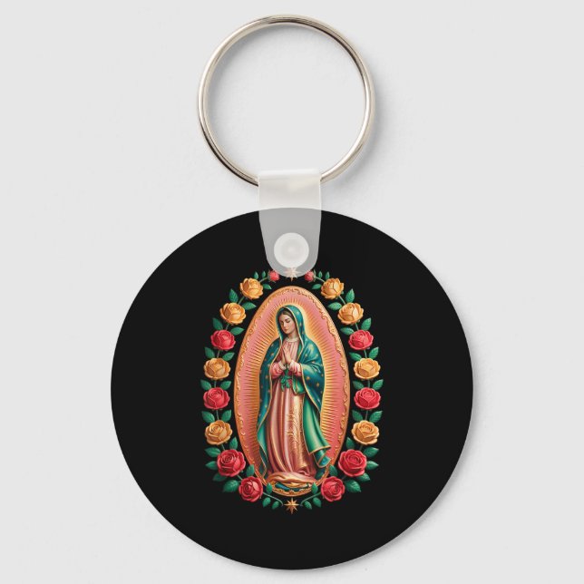 Virgen De Guadalupe Saint Mary Christian Religious Keychain (Front)