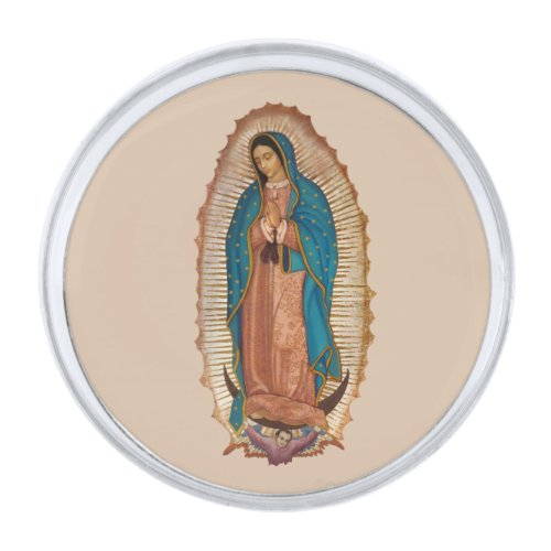 Virgen de Guadalupe Silver Finish Lapel Pin