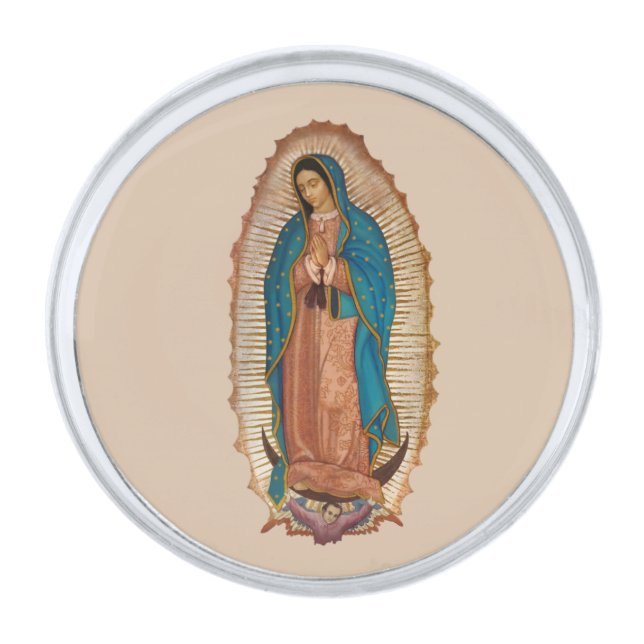 Virgen de Guadalupe Silver Finish Lapel Pin (Front)