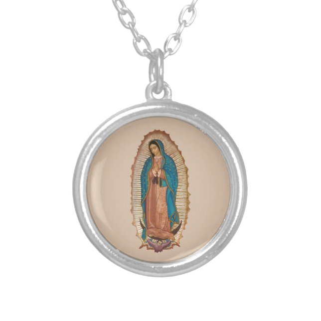 Virgen de Guadalupe Silver Plated Necklace (Front)