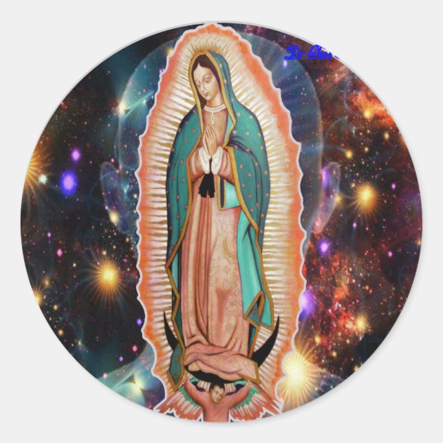 VIRGEN DE GUADALUPE UNIVERSO  CUSTOMIZABLES CLASSIC ROUND STICKER (Front)