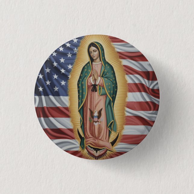 Virgen de Guadalupe - USA Button (Front)