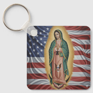 Virgen de Guadalupe - USA Keychain