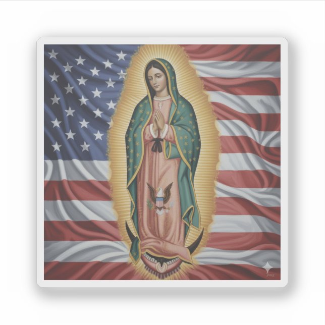Virgen de Guadalupe - USA Sticker (Front)